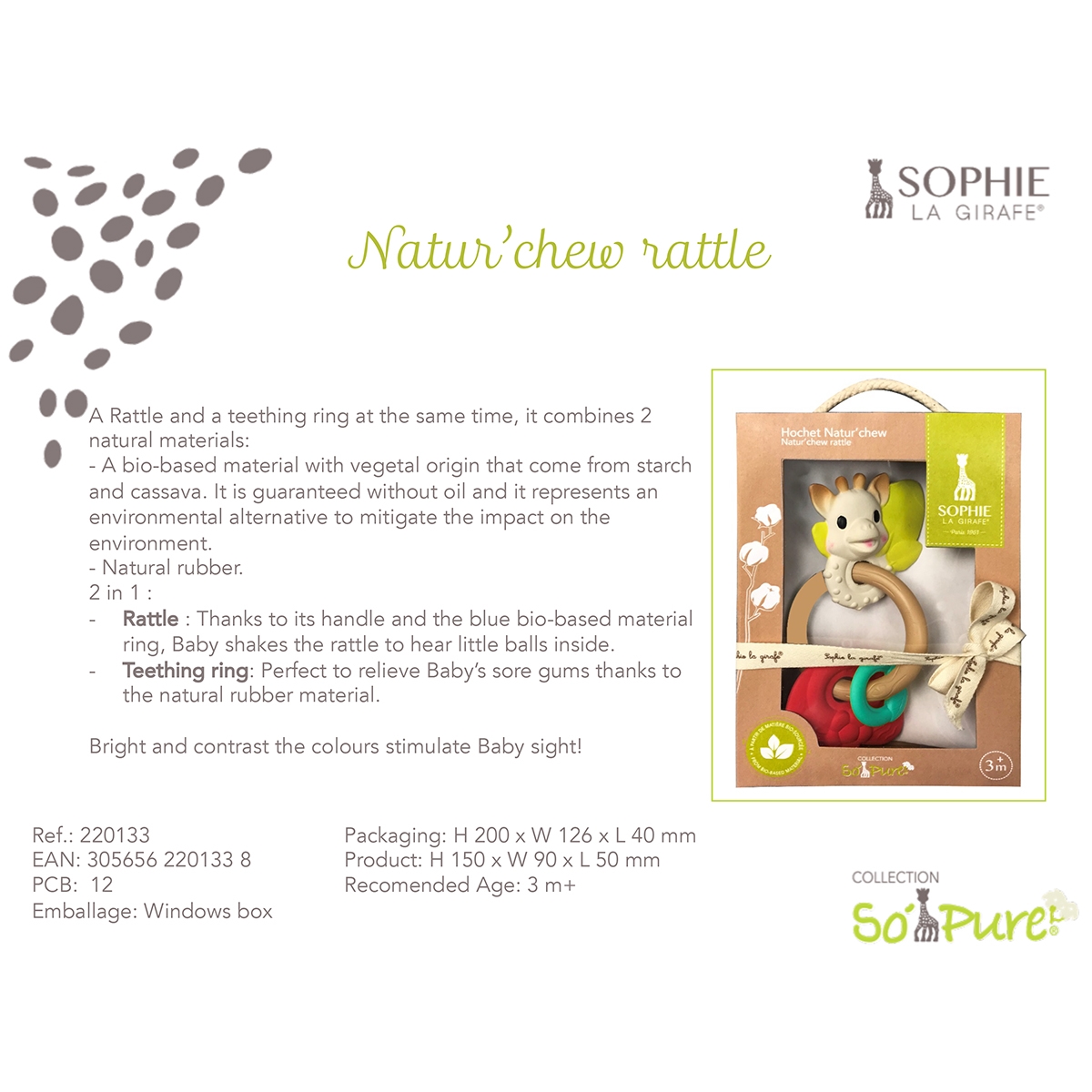 Hochet Sophie la Girafe So'Pure Natur'Rings 
