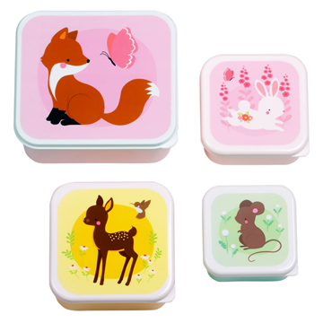 Lunch & snack box set - Forest Friends Pink