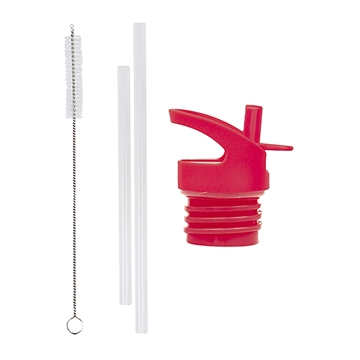 Lid, straw & brush set - Cherries