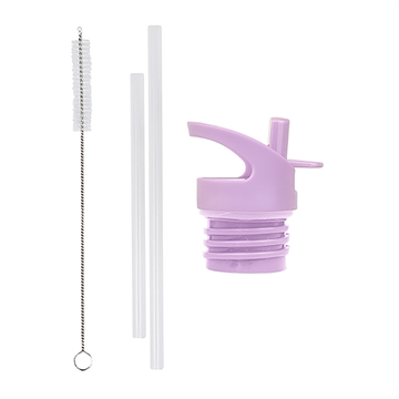 Lid, straw & brush set - Flower garden 