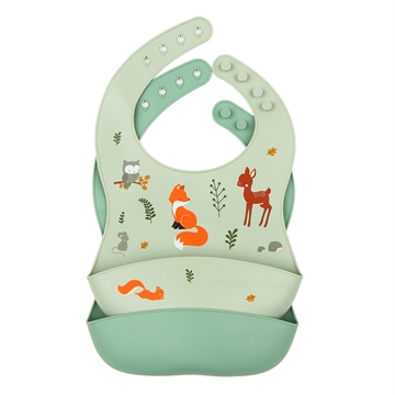 Silicone bib, set of 2 - Forest Friends