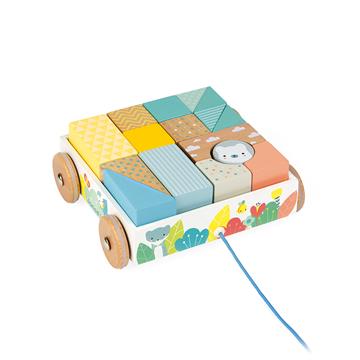 Janod Pure Pull-Along Blocks Cart